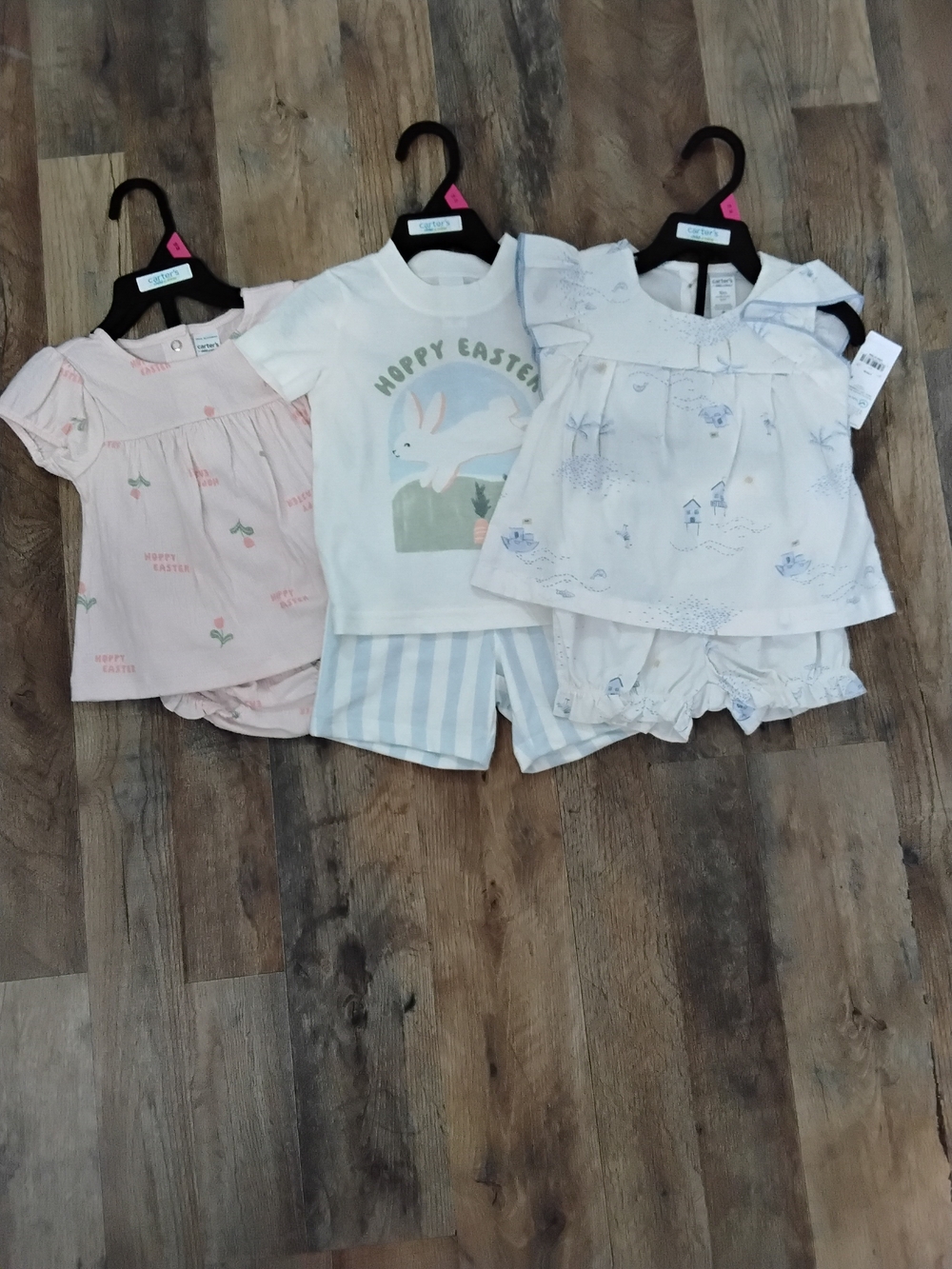 Carter's Pastel Easter Pajama Trio - Pink, White & Light Blue